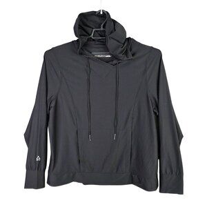 Womens Gerry Black Running Hoodie Shirt UPF 50 Drawstring Polyester Stretch XXL